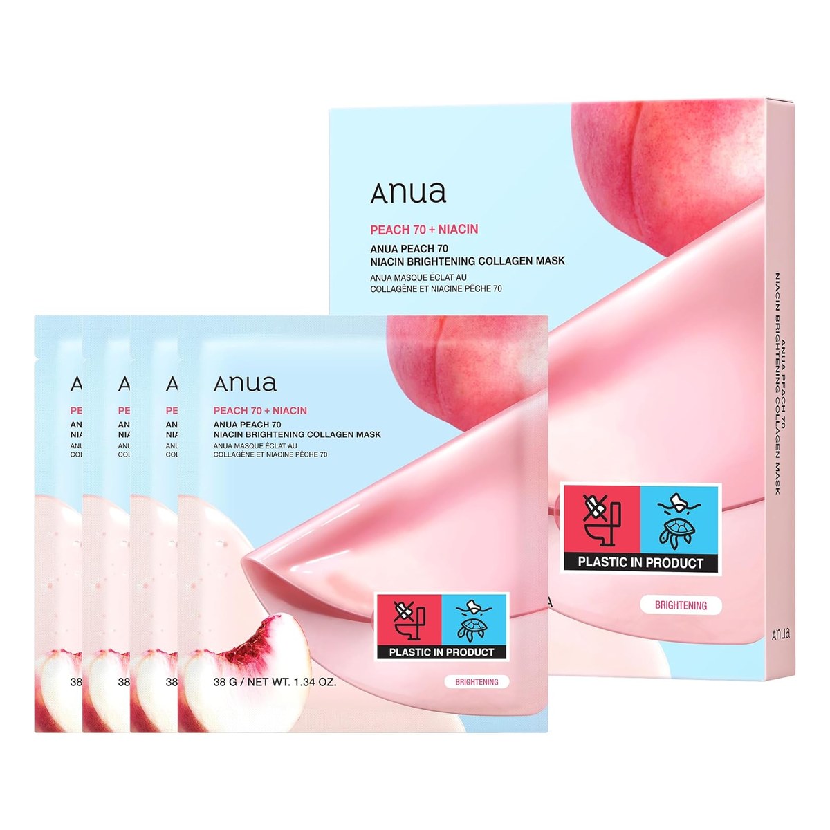 Anua Peach 70 Niacin Brightening Collagen Mask 38g *4