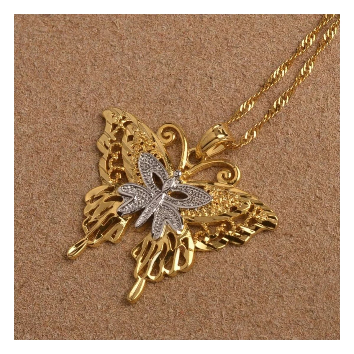 Butterfly Pendant Gold Plated Necklace