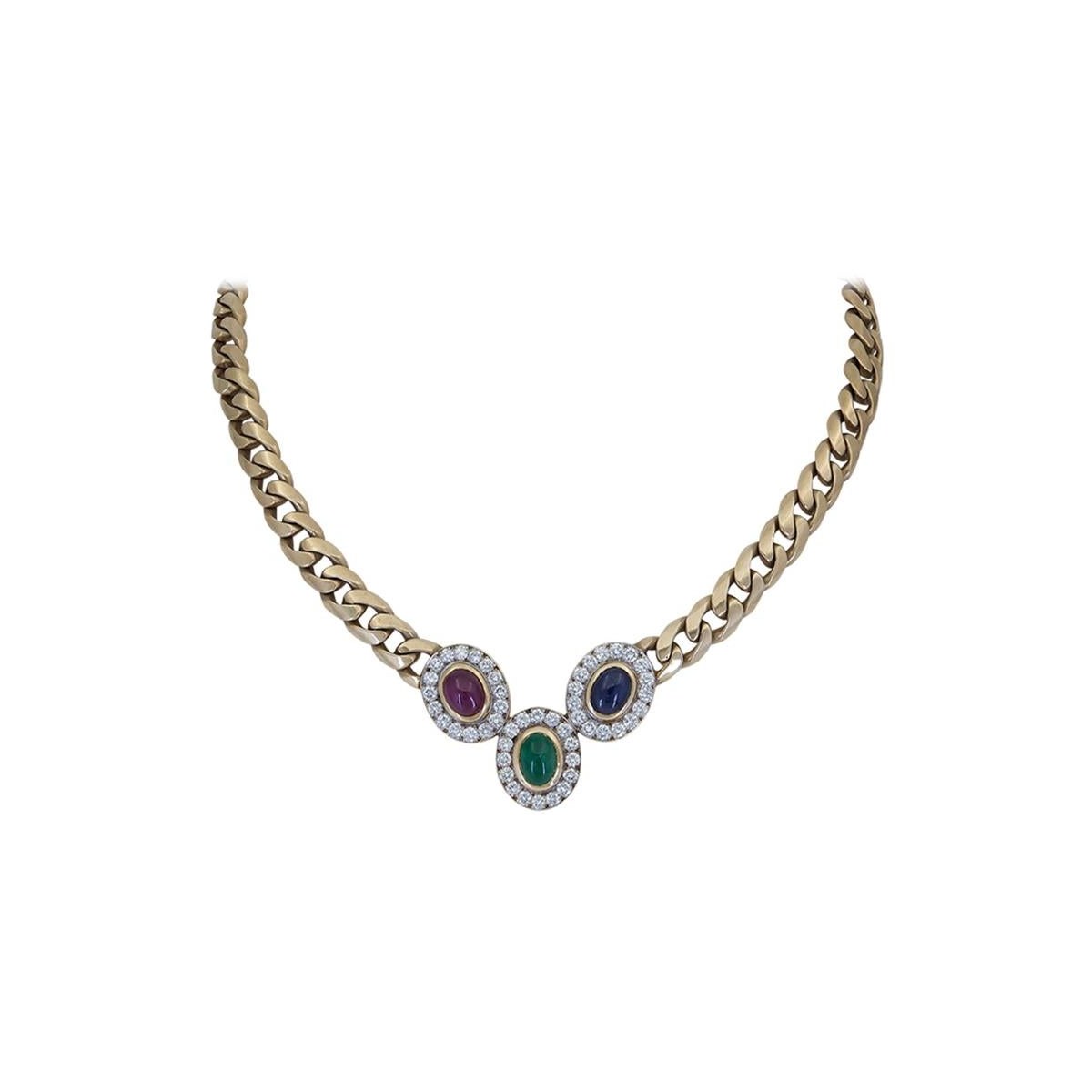 Cuban Link Chain Bracelet with Emerald Cut Halo Pendant