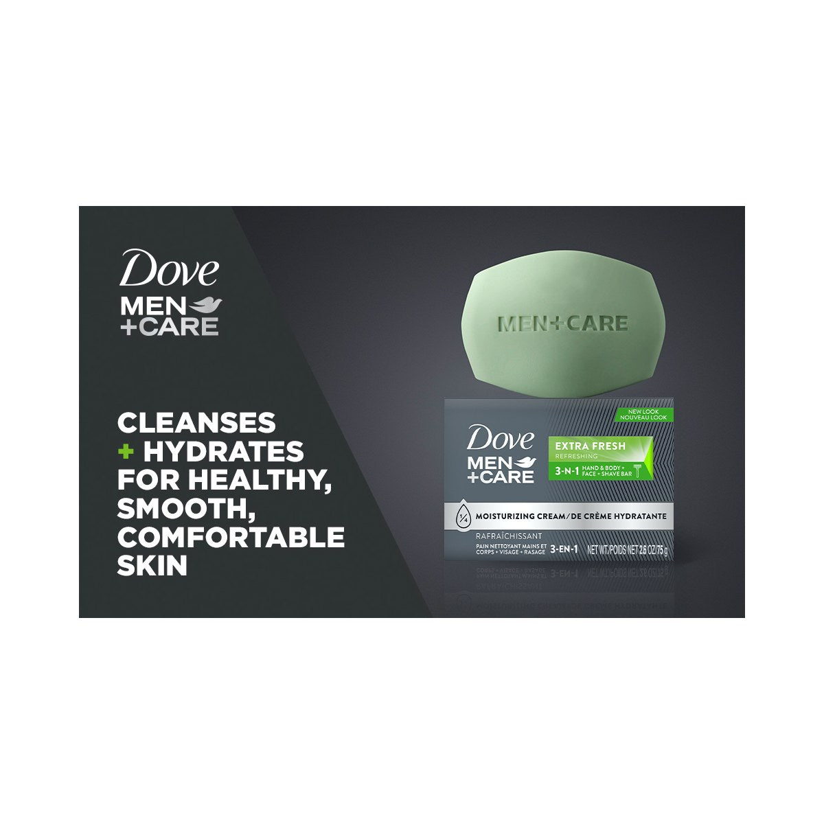 Dove Men+care Extra Fresh Body+face Bar Soap(single