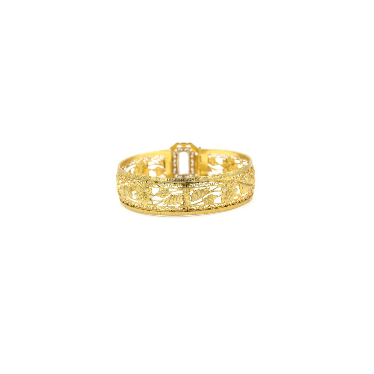 Gold Filigree Hinge Bangle