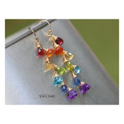 Multi Color Gemstone Drop Earrings