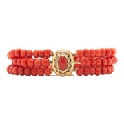 Red Coral and Gold Beaded Bracelet