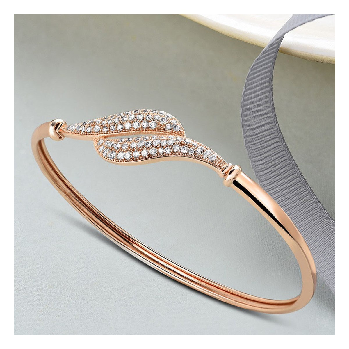 Rose Gold Cubic Zirconia Banguette Bangle